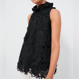 Black Guipure Lace
Mason Top with Satin Bow tie at nape of neck. 
TUCKERNUCK